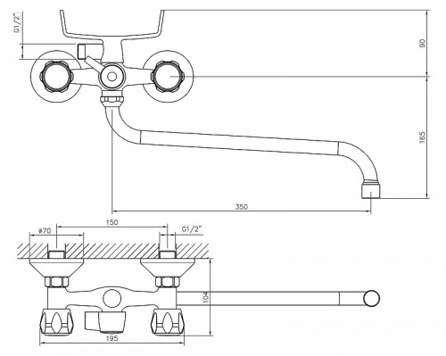 Смеситель для ванны Viko V-2425 универсальный Хром