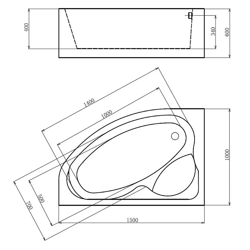 Акриловая ванна Gemy Gemy 150x100 G9009 B L С гидромассажем