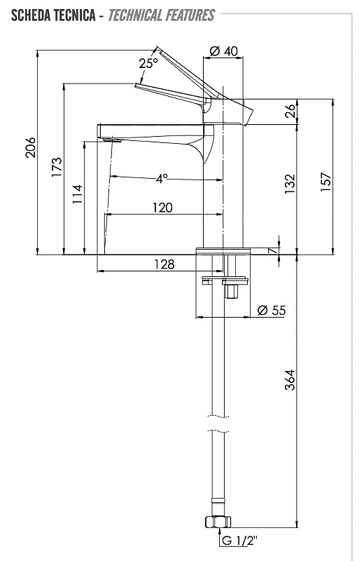 Смеситель для раковины Remer Slash Dot SL12BO цвет Белый матовый