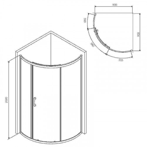 Душевой уголок AM.PM Like Solo Slide 90x90 W83UG-315-090CG профиль Хром глянцевый стекло тонированное