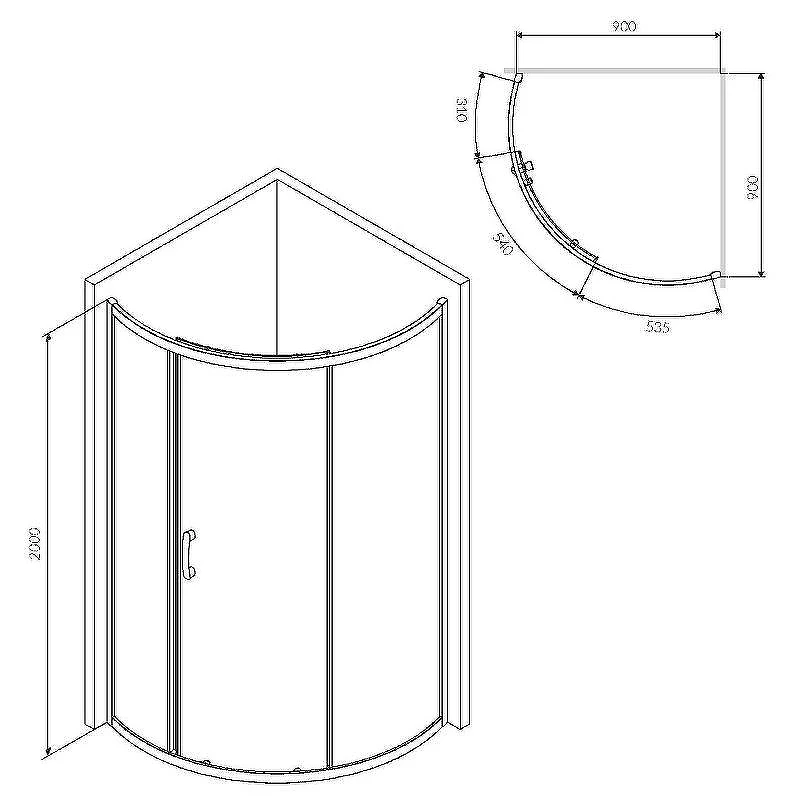 Душевой уголок AM.PM Like Solo Slide 90x90 W83UG-315-090CG профиль Хром глянцевый стекло тонированное
