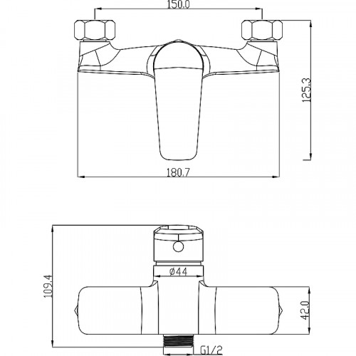 Смеситель для душа Swedbe Mars 1720 Хром латунь на стену