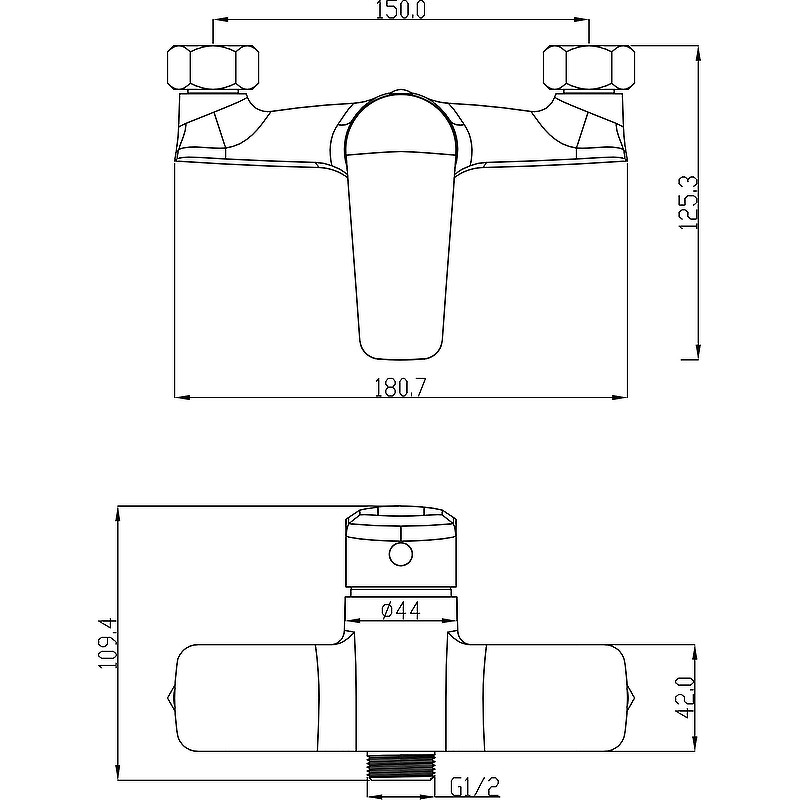 Смеситель для душа Swedbe Mars 1720 Хром латунь на стену