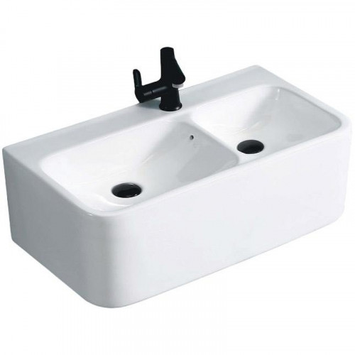 Раковина CeramaLux 75 A1007 двойная Белая глянцевая