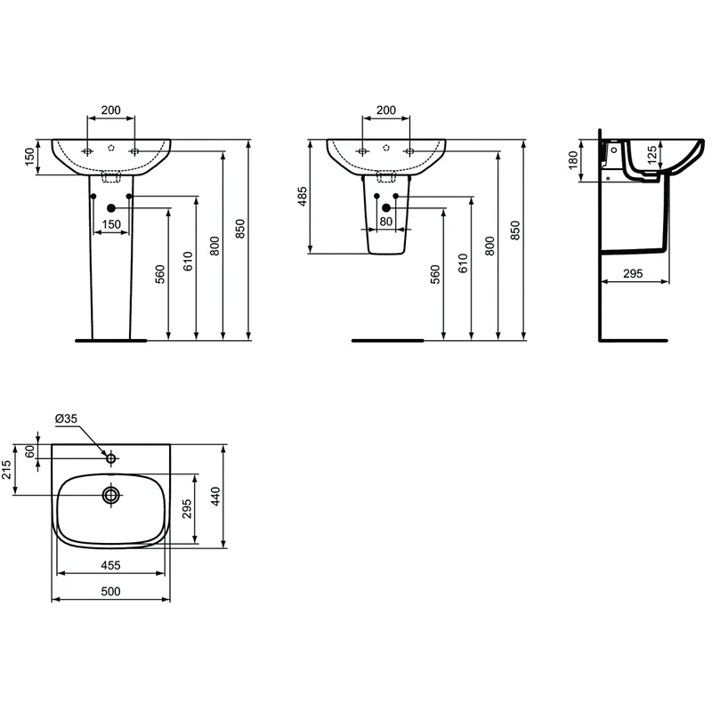 Раковина Ideal Standard I.Life A 50 T470701 Евробелая фарфор подвесная