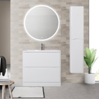 Шкаф пенал BelBagno 32 ACQUA-1600-2A-SC-BL-P подвесной Bianco Lucido МДФ / ЛДСП