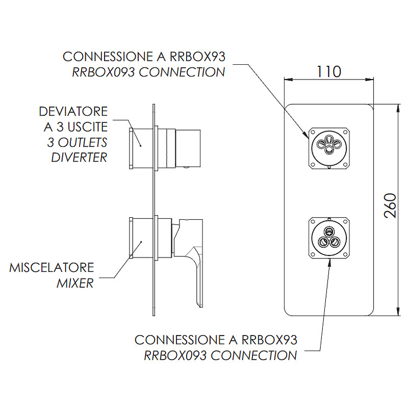 Смеситель для душа Remer Energy EY93KBNO Черный матовый латунь встраиваемый
