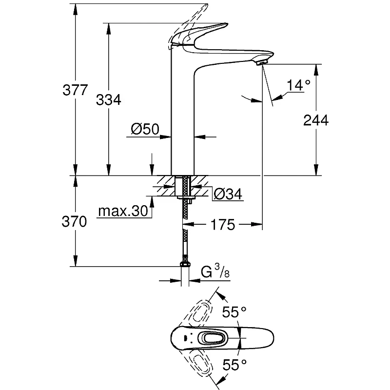 Смеситель для раковины Grohe Eurostyle 23570003 Хром латунь