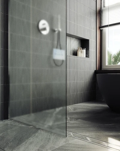 Душевая перегородка Maybah Glass MGD-706-5ш 690x1950 в широком профиле Хром матовый стекло сатиновое