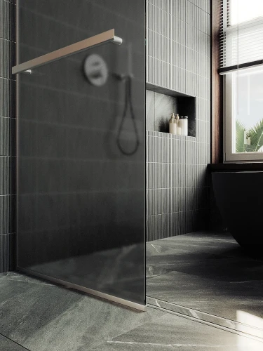 Душевая перегородка Maybah Glass MGD-712-5у 1090x1950 в узком профиле Хром матовый стекло графитовое матовое
