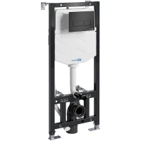 Инсталляция WasserKRAFT Aller 10TLT.010.ME.MB03 для унитаза с Черной матовой клавишей смыва нержавеющая сталь