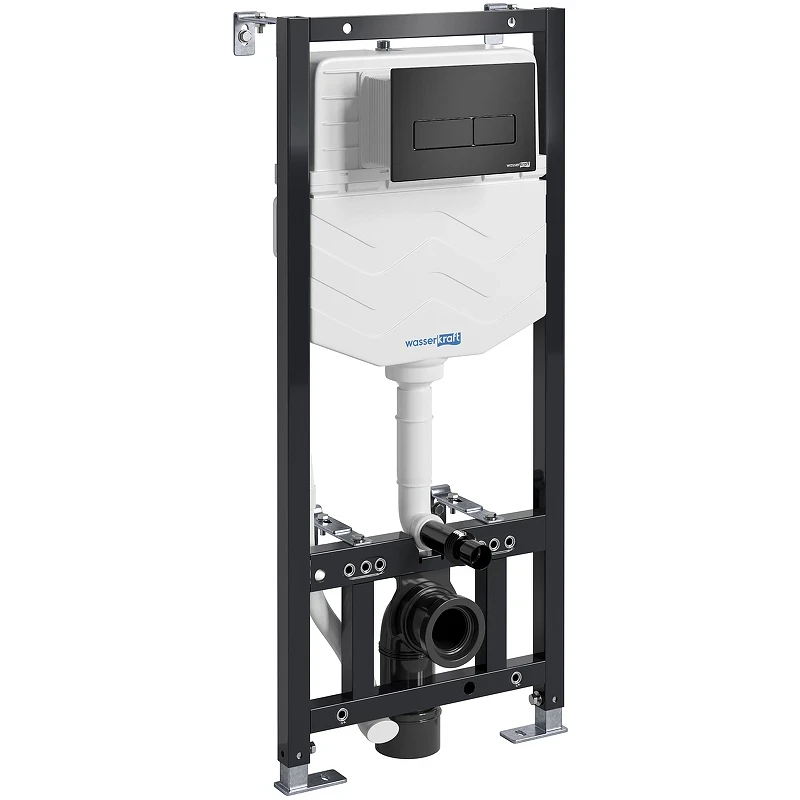 Инсталляция WasserKRAFT Aller 10TLT.010.ME.MB03 для унитаза с Черной матовой клавишей смыва нержавеющая сталь
