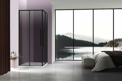Душевой уголок Vincea Slim-N 90x90 VSS-4SN900CGB профиль Черный стекло тонированное