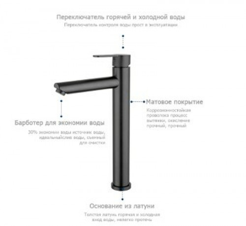 Смеситель для раковины Frap H67-6 F1067-62 Черный матовый латунь