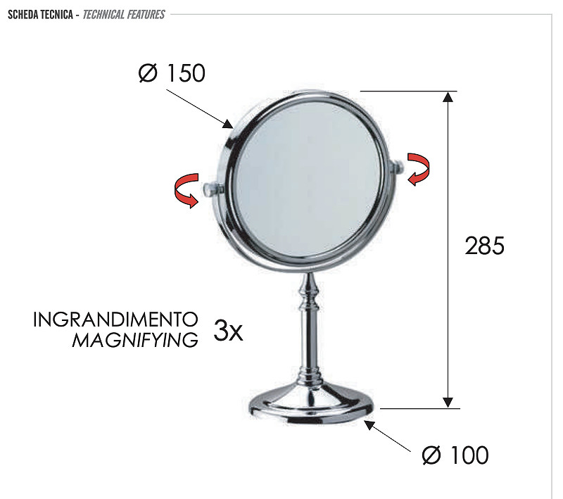 Косметическое зеркало Remer RB640CR цвет Хром