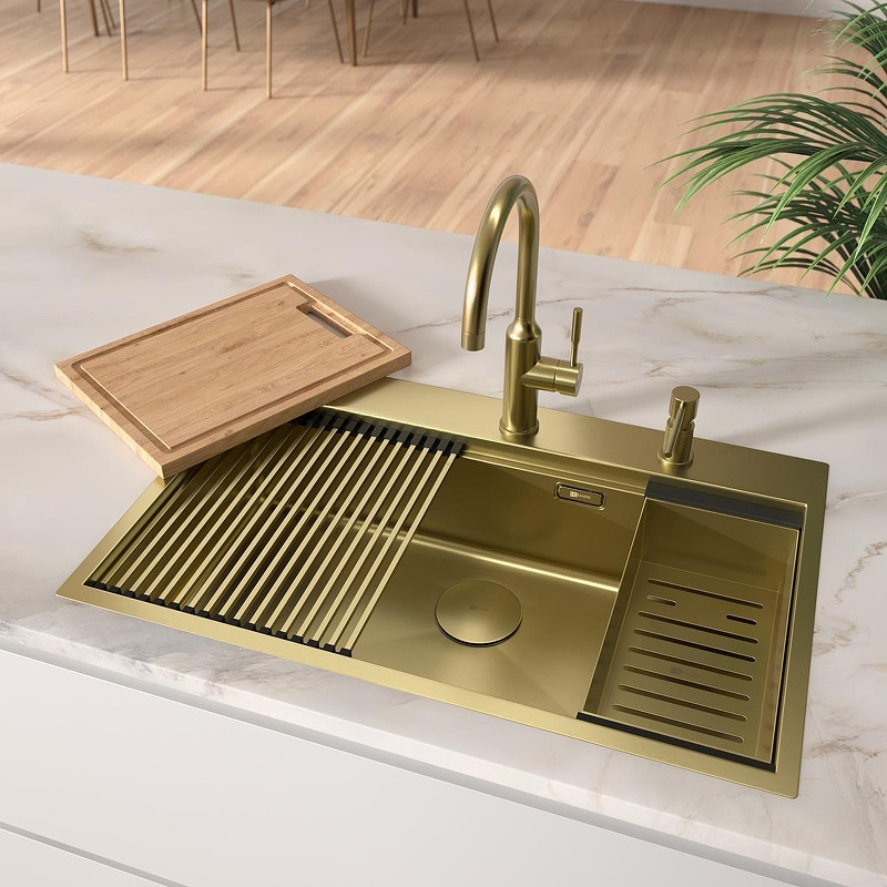 Кухонная мойка Lemark Iordana 780 9938118 цвет Светлое золото