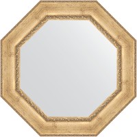 Зеркало Evoform Octagon 83х83 BY 3672 в багетной раме - Состаренное серебро с орнаментом 120 мм стекло