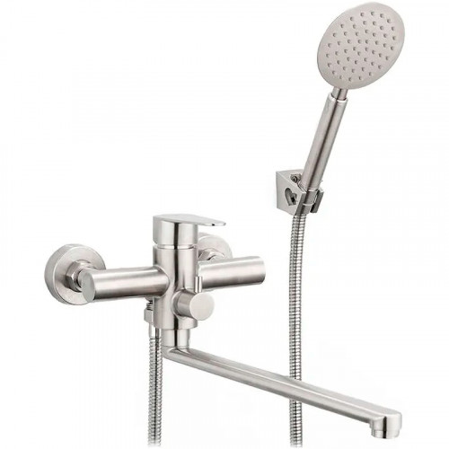 Смеситель для ванны Frap H48 F2248 универсальный Сатин нержавеющая сталь на стену