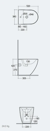 Биде Kludi Resa D 24BIB0143 цвет Белый глянцевый