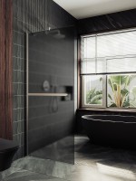 Душевая перегородка Maybah Glass MGD-730-5ш 790x1950 в широком профиле Хром матовый стекло графитовое матовое