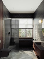 Душевая перегородка Maybah Glass MGD-730-5ш 790x1950 в широком профиле Хром матовый стекло графитовое матовое
