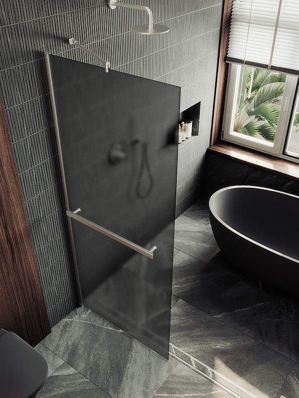 Душевая перегородка Maybah Glass MGD-730-5ш 790x1950 в широком профиле Хром матовый стекло графитовое матовое