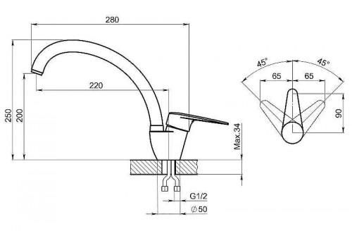 Смеситель для кухни Granula Standart 03-ST цвет Белый
