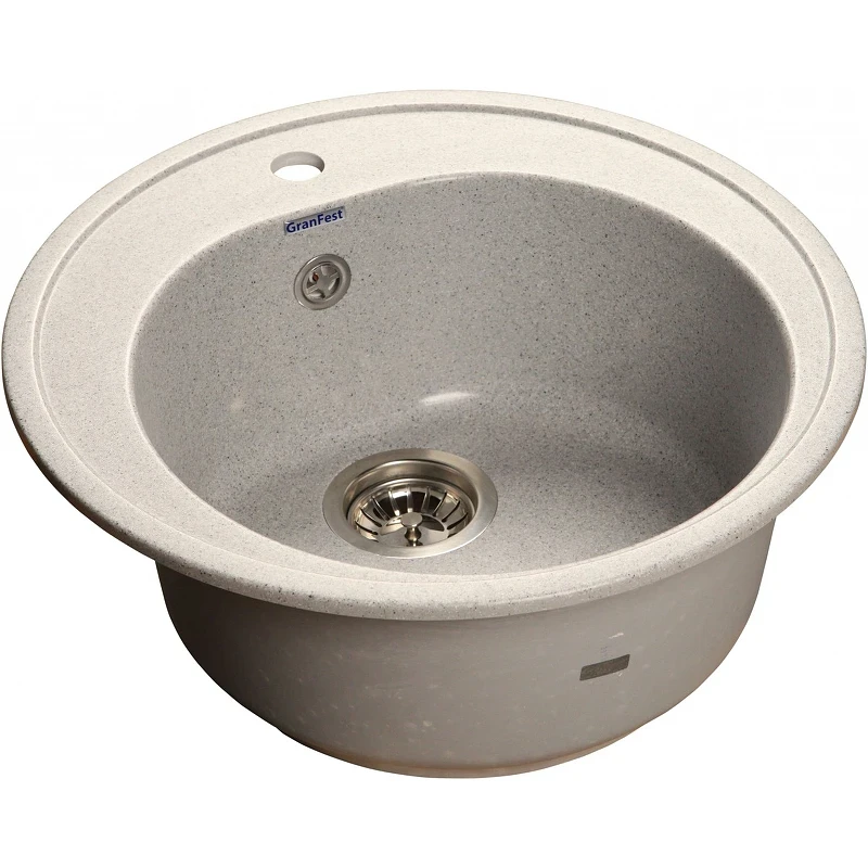 Кухонная мойка GranFest Rondo GF-R510 Серая искусственный камень (литьевой мрамор) встраиваемый