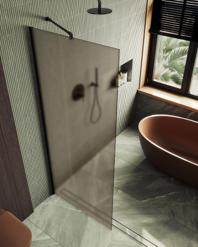 Душевая перегородка Maybah Glass MGD-692-6ш 890x1950 в широком профиле Черный стекло бронзовое матовое