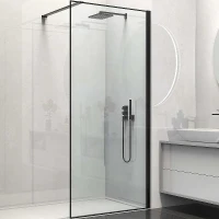 Душевая перегородка Vincea Walk-In 100 VSW-1HS100CLB профиль Черный матовый стекло прозрачное