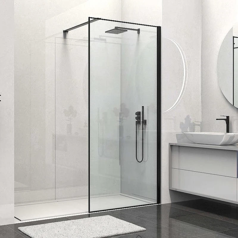 Душевая перегородка Vincea Walk-In 100 VSW-1HS100CLB профиль Черный матовый стекло прозрачное