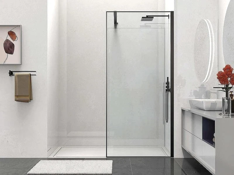 Душевая перегородка Vincea Walk-In 100 VSW-1HS100CLB профиль Черный матовый стекло прозрачное