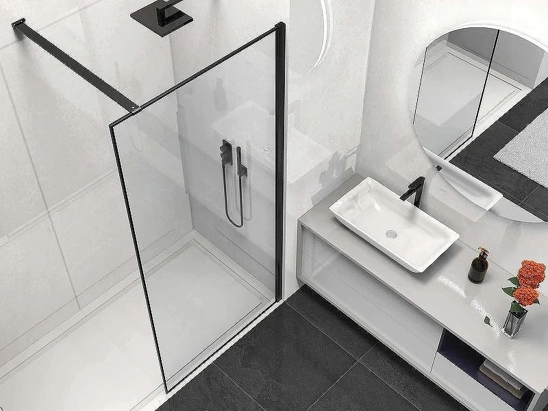 Душевая перегородка Vincea Walk-In 100 VSW-1HS100CLB профиль Черный матовый стекло прозрачное