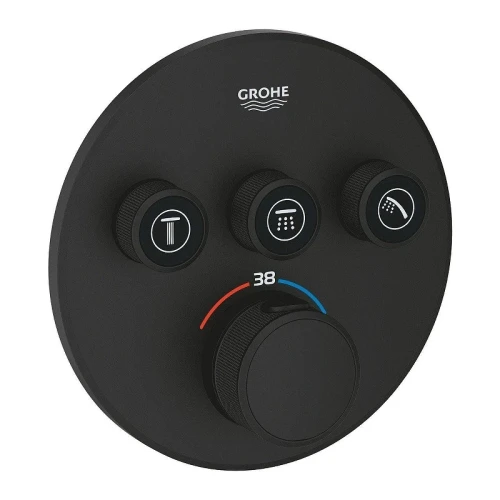 Смеситель для душа Grohe Grohtherm SmartControl 29508KF0 с термостатом цвет Черный матовый