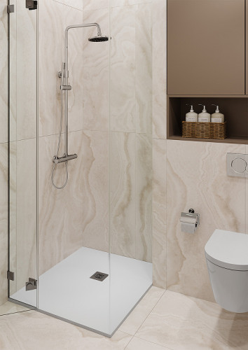 Душевой поддон из искусственного камня Stpool Lite 80х80 1237476 White Matt