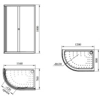Душевой уголок Radomir Соул 2 120x80 L 1-03-6-1-0-0090 профиль Черный стекло прозрачное