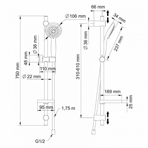 Смеситель для ванны Swedbe Venado 1690 Хром латунь на стену