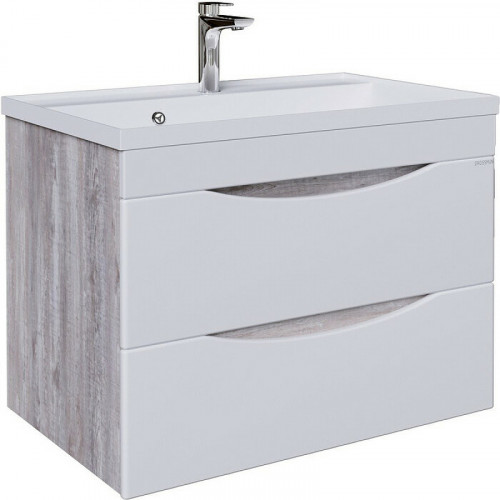 Тумба под раковину Grossman Талис 80 108014 подвесная Бетон пайн Белый глянец МДФ / ЛДСП