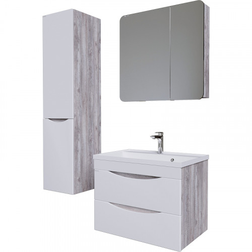 Тумба под раковину Grossman Талис 80 108014 подвесная Бетон пайн Белый глянец МДФ / ЛДСП