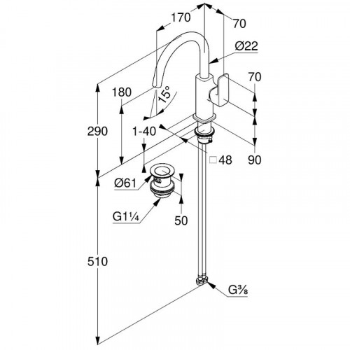Смеситель для раковины Kludi Renon 42027N075 Золото брашированное