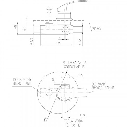 Смеситель для душа Rav Slezak Mississippi MS086 Хром латунь встраиваемый