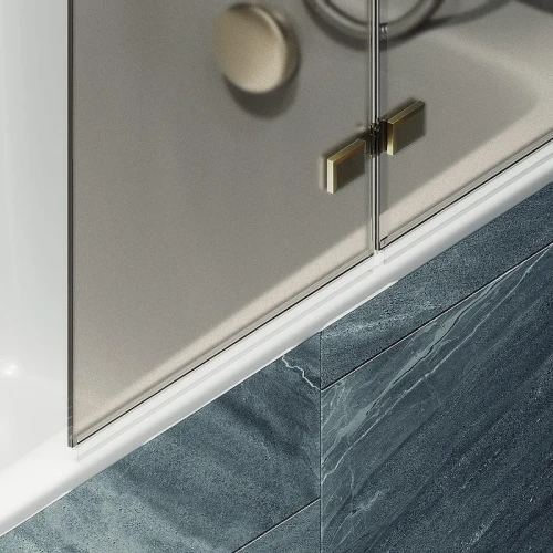 Шторка для ванны Maybah Glass MGV-575-3 515х1400 складная 2 секции Золото стекло бронзовое матовое