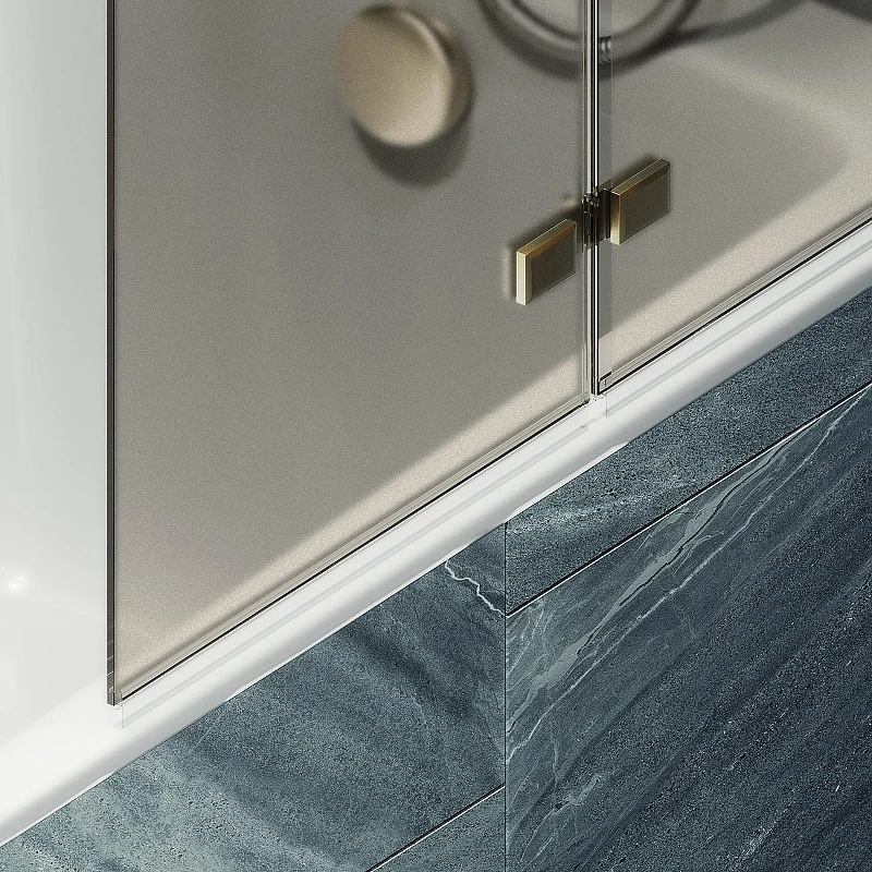 Шторка для ванны Maybah Glass MGV-575-3 515х1400 складная 2 секции Золото стекло бронзовое матовое