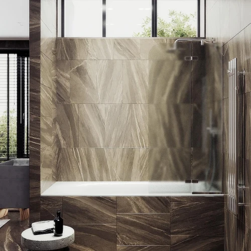 Шторка для ванны Maybah Glass MGV-661-4 690х1400 поворотная с добором Хром глянцевый стекло сатиновое