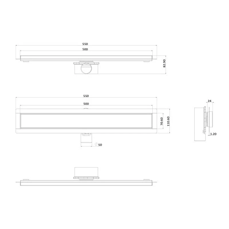 Душевой лоток ALMAes Laguna 50 LG50BL с Черной решеткой