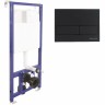 Комплект унитаза BelBagno Uno BB3105CHR/SC с инсталляцией Berges Novum L5 040215 с сиденьем Микролифт и Черной матовой клавишей смыва фаянс подвесной