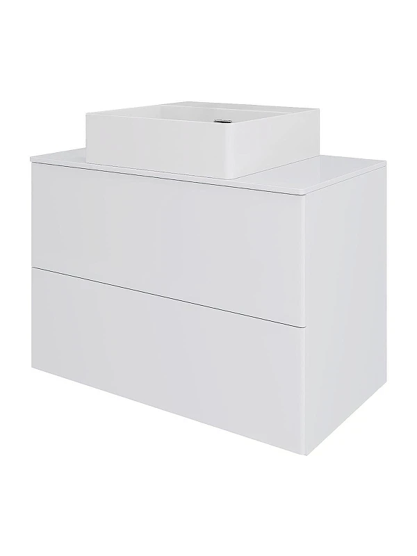 Тумба с раковиной Orange Otto 75 Ot-75TuMDF+B04-405W подвесная цвет Белый глянец