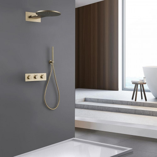 Душевая система Abber Wasser Kreis AF8151G c термостатом цвет Золото матовое