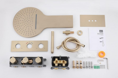 Душевая система Abber Wasser Kreis AF8151G c термостатом цвет Золото матовое