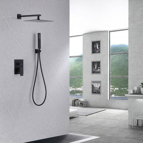 Душевая система Abber Daheim AF8219B Черная матовая латунь встраиваемый